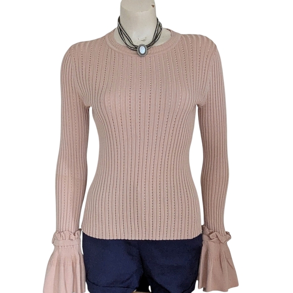 Jonathan Simkhai Perforated Ribbed Knit Sweater Size Medium - Picture 1 of 11